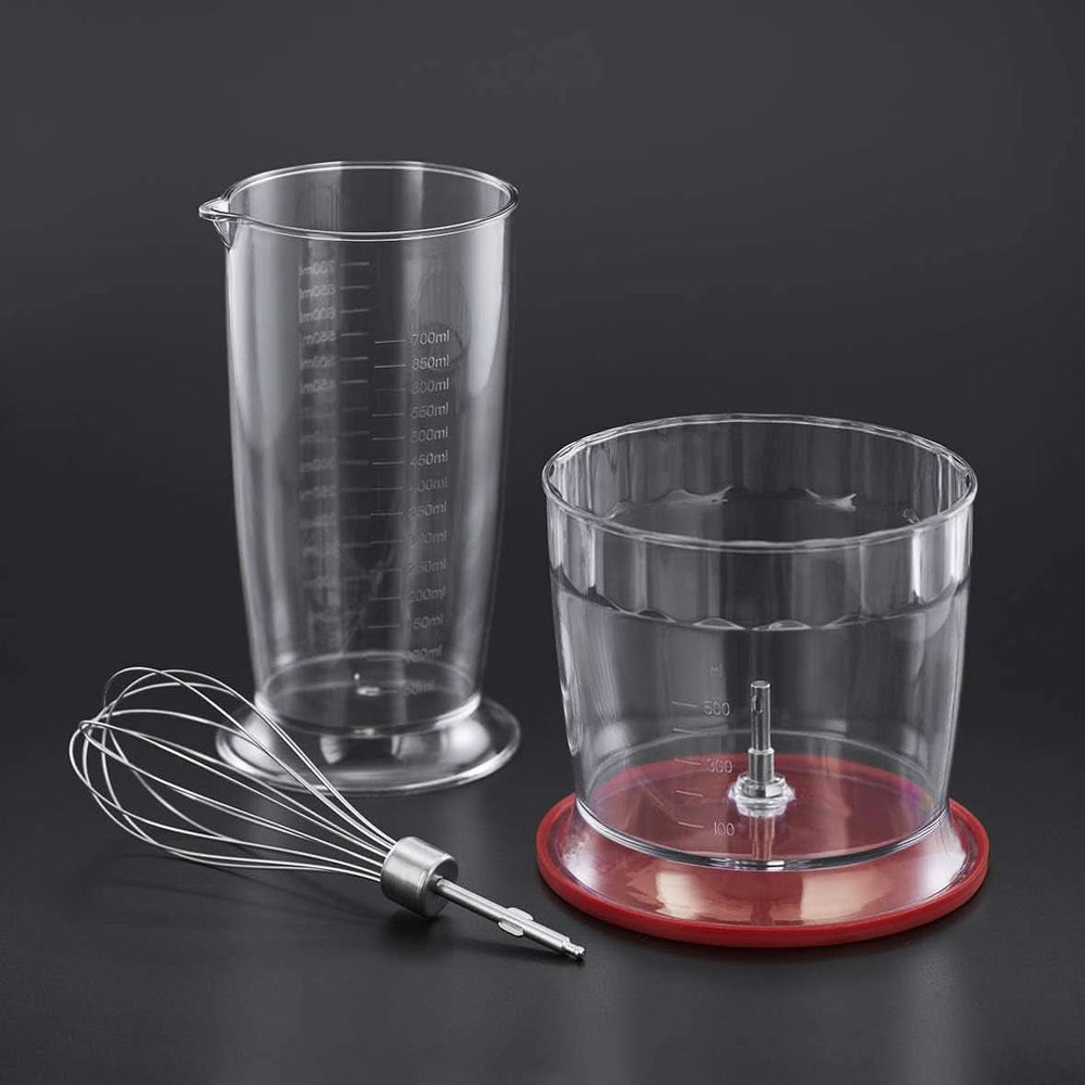 Russell Hobbs Stabmixer [3-i-1: Pürierstab/Zerkleinerer, Mixer- & Schneebesenaufsatz] Desire Rot (Bpa-Free & Spülmaschinenfestes Zubehör, Für Smoothie, Suppen Saucen, Joghurt Babynahrung) 24700-56 Kitchen Shop