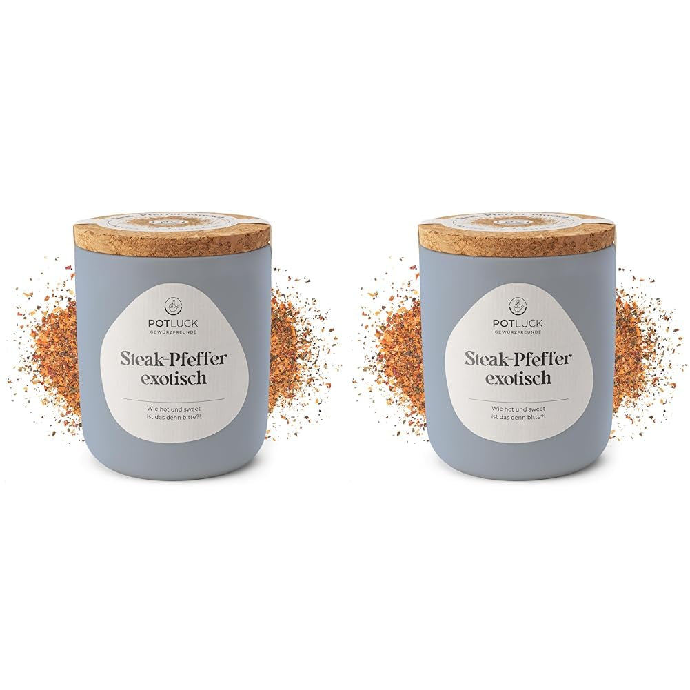 Potluck | Steak-Pfeffer eksotisk | Gewürzzubereitung im Keramiktopf | 80g | Vegansk, glutenfri og med naturlige ingredienser