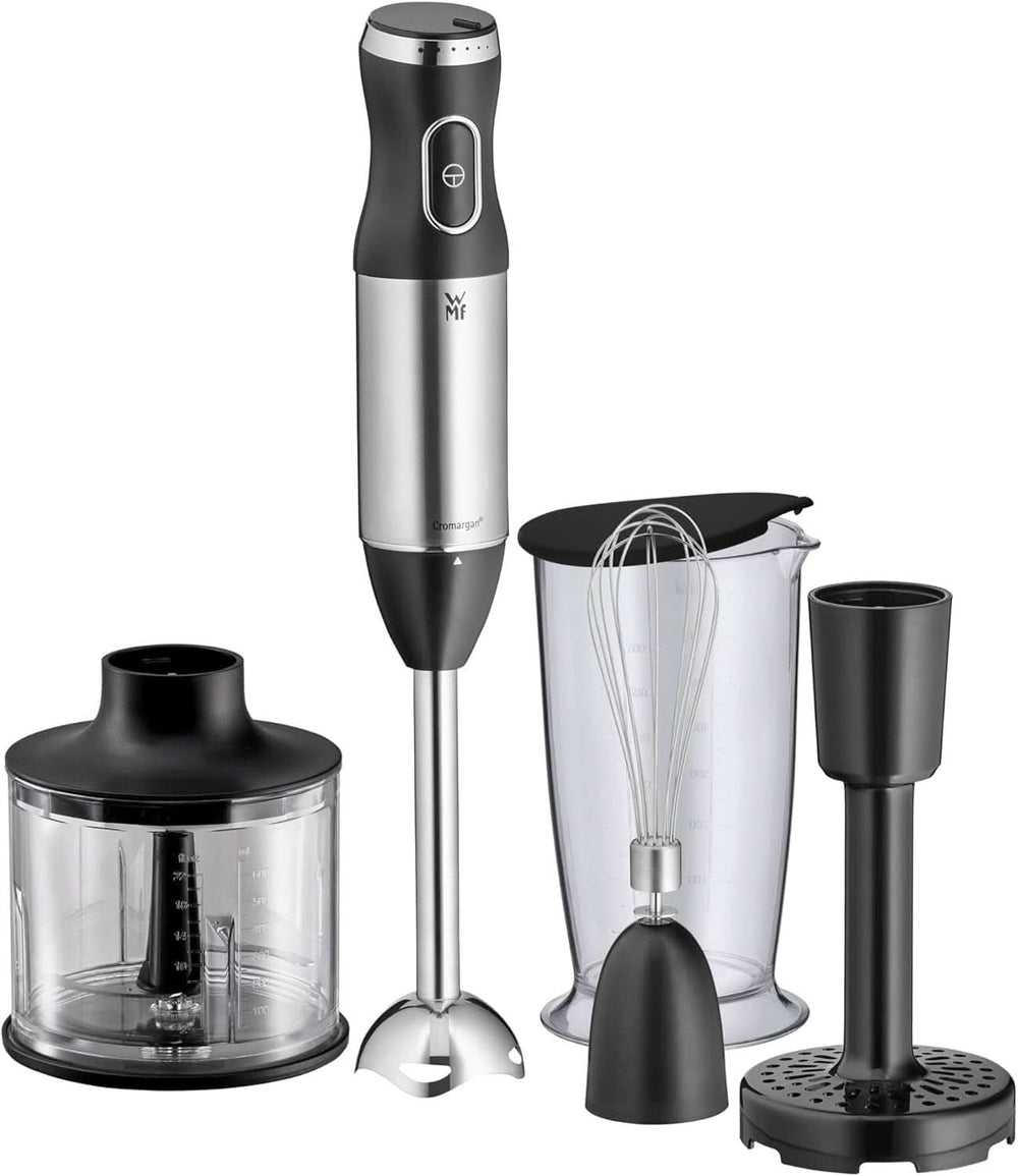 WMF Kult X Stabmixer Set 5-Teilig, Pürierstab, Schneebesen, Stampfer, Zerkleinerer, 600 Watt, Zauberstab Inkl. 700Ml Mixbehälter, Edelstahl Matt Mama si Copilul Naty Shop