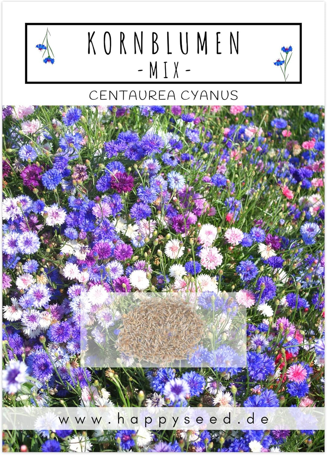 Centaurea cyanus frø - Smukke og levende blomster med en lang blomstringsperiode til en farverig blomstereng (Mix, 1000 frø, 80 cm)