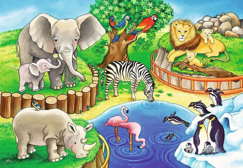 Ravensburger Puslespil for børn - 07602 Dyr i Zoo - Puslespil for børn fra 3 år, med 2X12 brikker Puslespil Naty Shop