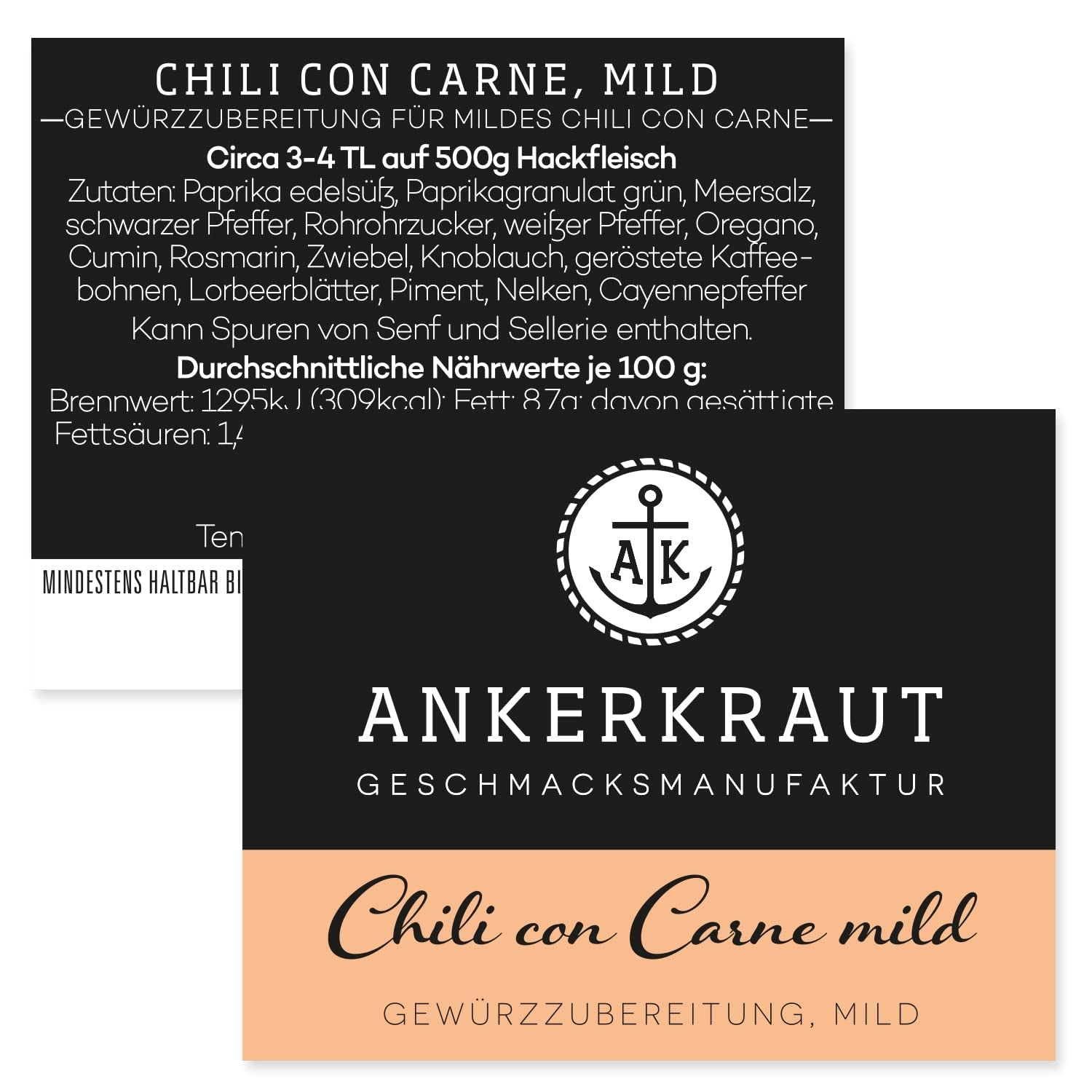 Ankerkraut Chili con Carne Gewürz, mild, 160g i en pose