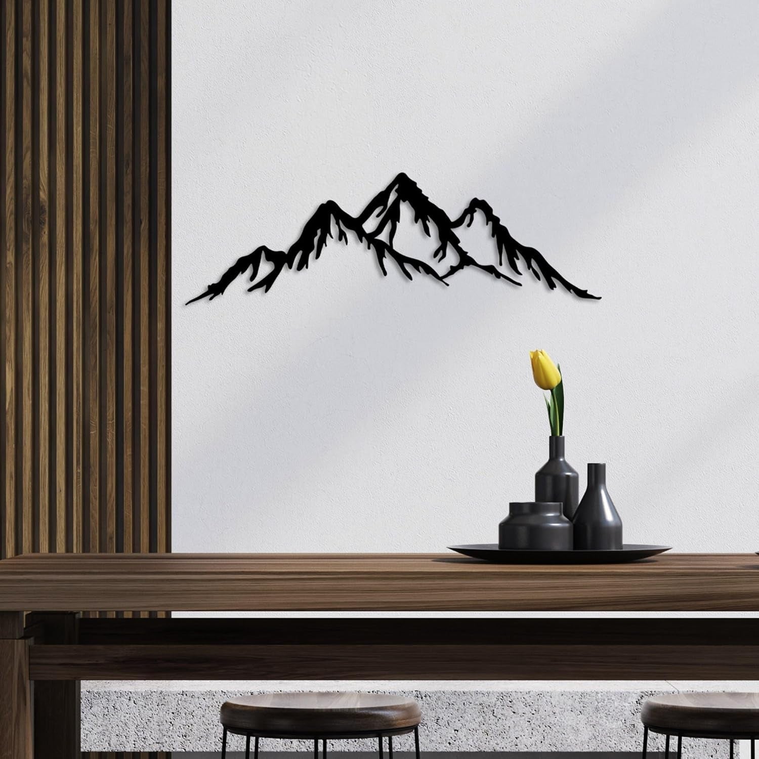 Accesoriu decorativ de perete din metal negru elegant, 70 x 22 cm | 100% metal (grosime 1,5 mm) | Montare ușoară pe perete | Perfect pentru un decor modern Statuete si sculpturi Naty Shop