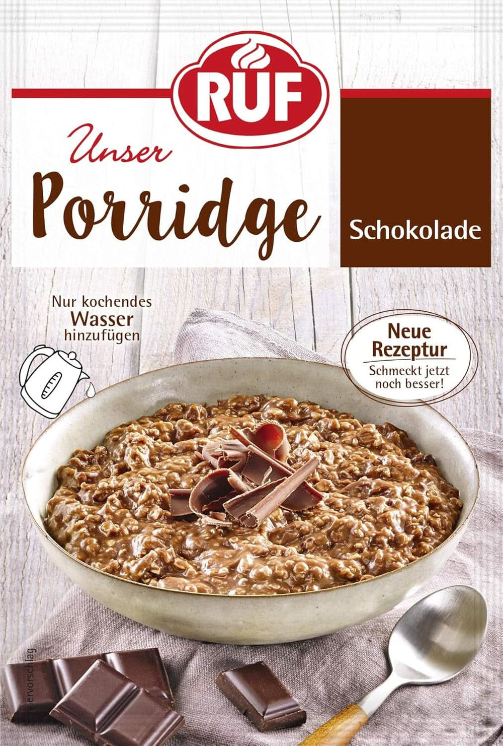 RUF Porridge Raspberry White Choc, Porridge instant cu bucăți de zmeură și ciocolată albă rasă, 65 de grame Cereale Naty Shop 65 grame Ciocolata