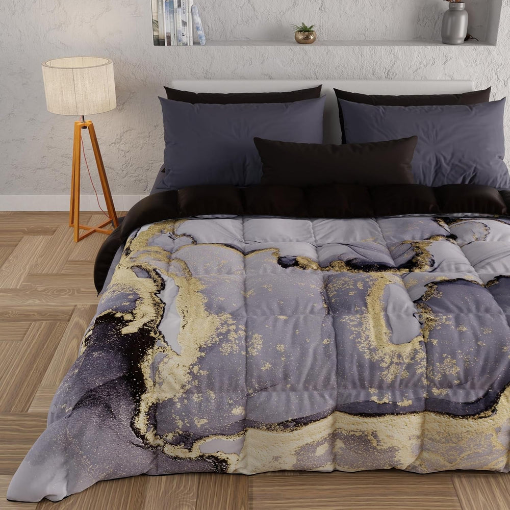 PETTI Artigiani Italiani - Plapumă de iarnă, Plapumă de iarnă, Plapumă simplă, Cu două fețe, Monocolor și imprimare digitală, 100% microfibră antialergică, Made in Italy