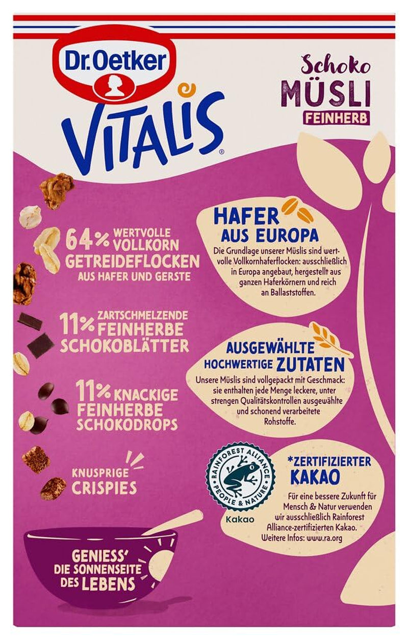 Dr. Oetker Vitalis Mørk Chokolade Müsli: Mørk Chokolade Morgenmad Müsli, pakke med 6 (6 x 600 g)