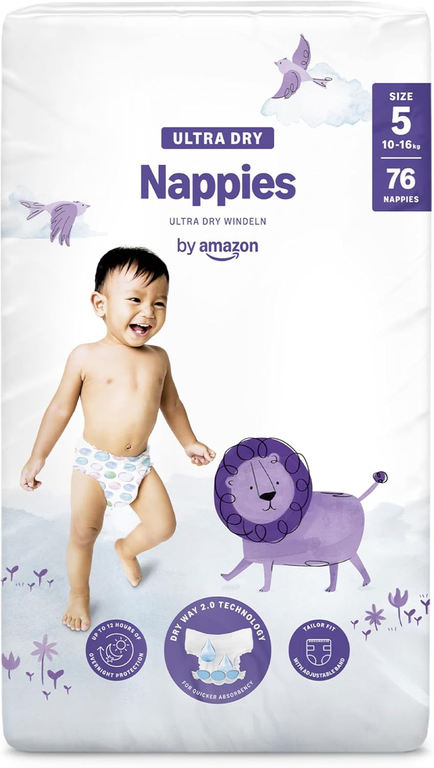Amazon Ultra Dry Bleer, størrelse 3 (4-9 kg) - Månedlig æske, hvid, 172 antal (2 pakker af 86) (tidligere Mama Bear, identisk produkt)