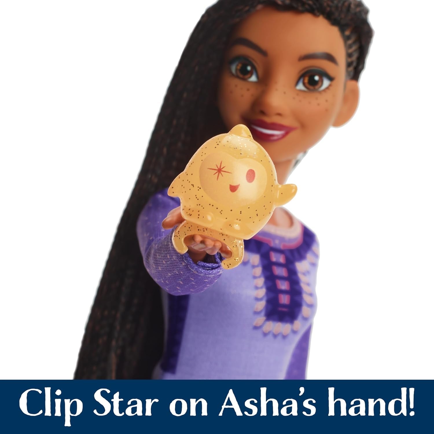 Mattel Disney Wish synger Asha af Rosas Modepuppe & Star Figur, beweglich mit abnehmbarem Outfit, synger "This Wish" på engelsk