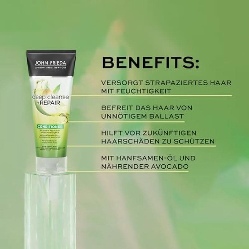 John Frieda, reparationsshampoo til beskadiget hår Detox+Repair, 250 ml bruser og bad Naty Shop