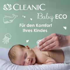 Cleanic Baby Eco Pure Water Wet Wipes – (1 x 50 stk.) Vådservietter til børn og spædbørn – parfumefri, skyllebar, følsom hud – 50 stk.
