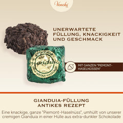 Venchi – Chocoviar Gianduia, praliner i 1 kg pose, Gianduia chokolade fremstillet udelukkende med "Piemonte skovhasselnødder", glutenfri, uden kunstige farver og uden konserveringsmidler