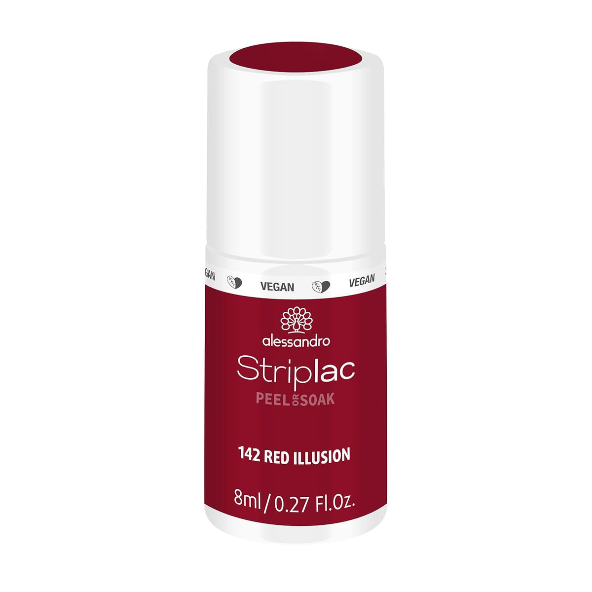 Alessandro Striplac Red Ilusion UV-neglelak – Delikat og langtidsholdbar – Nem fjernelse takket være peel-off fjernelsesteknologi – Vegansk og grusomhedsfri – 8 ml