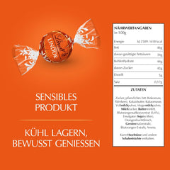 Lindt LINDOR Rød Orange Chokoladekugler | 1 kg genlukkelig pose | ca. 80 chokoladebolsjer med smelte-i-mund-fyld | Bulkpakke, chokoladegave