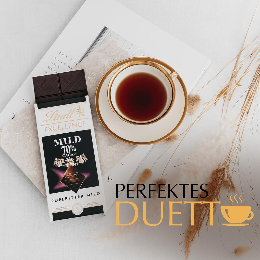 Lindt Chokolade | EXCELLENCE Mild Stick 70% | 100 g | Mild mørk chokolade med en intens kakaosmag | Vegansk chokoladebar