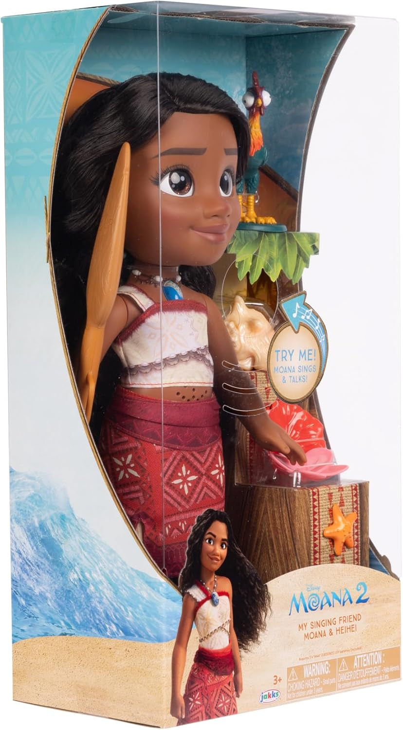 Disney - Vaiana 2 – Singende Puppe Vaiana, beweglich - Größe 35 cm – polynesisches Outfit – Frisierbares Haar – Spielzeug für Mädchen ab 3 Jahren
