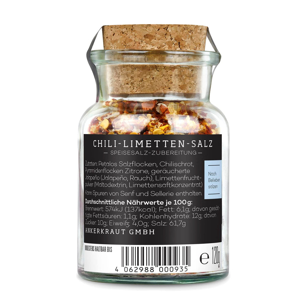 Ankerkraut Chili-Lime-Salz, 70g i korkglas, Speise-Salz Mischung für Steak Fisch Salad Asia Gerichte, Allrounder mit Gesmack und Qualität