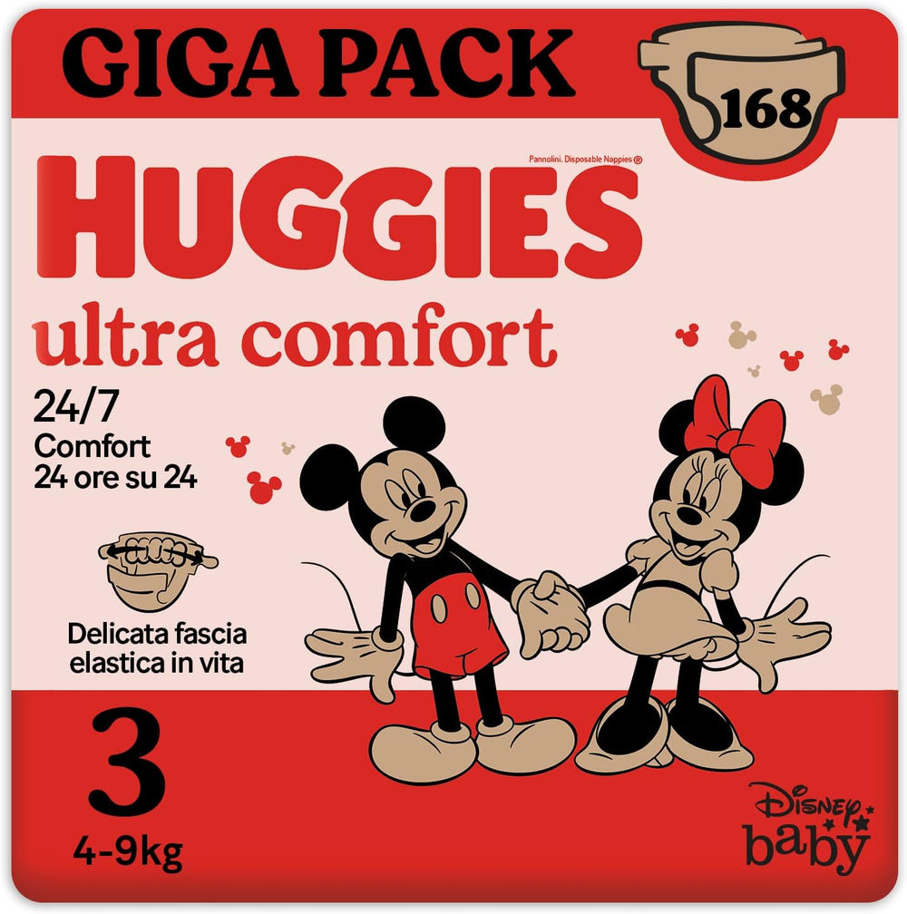 Huggies Ultra Comfort bleer, str. 3 (4-9 kg), Disney design, 168 stk