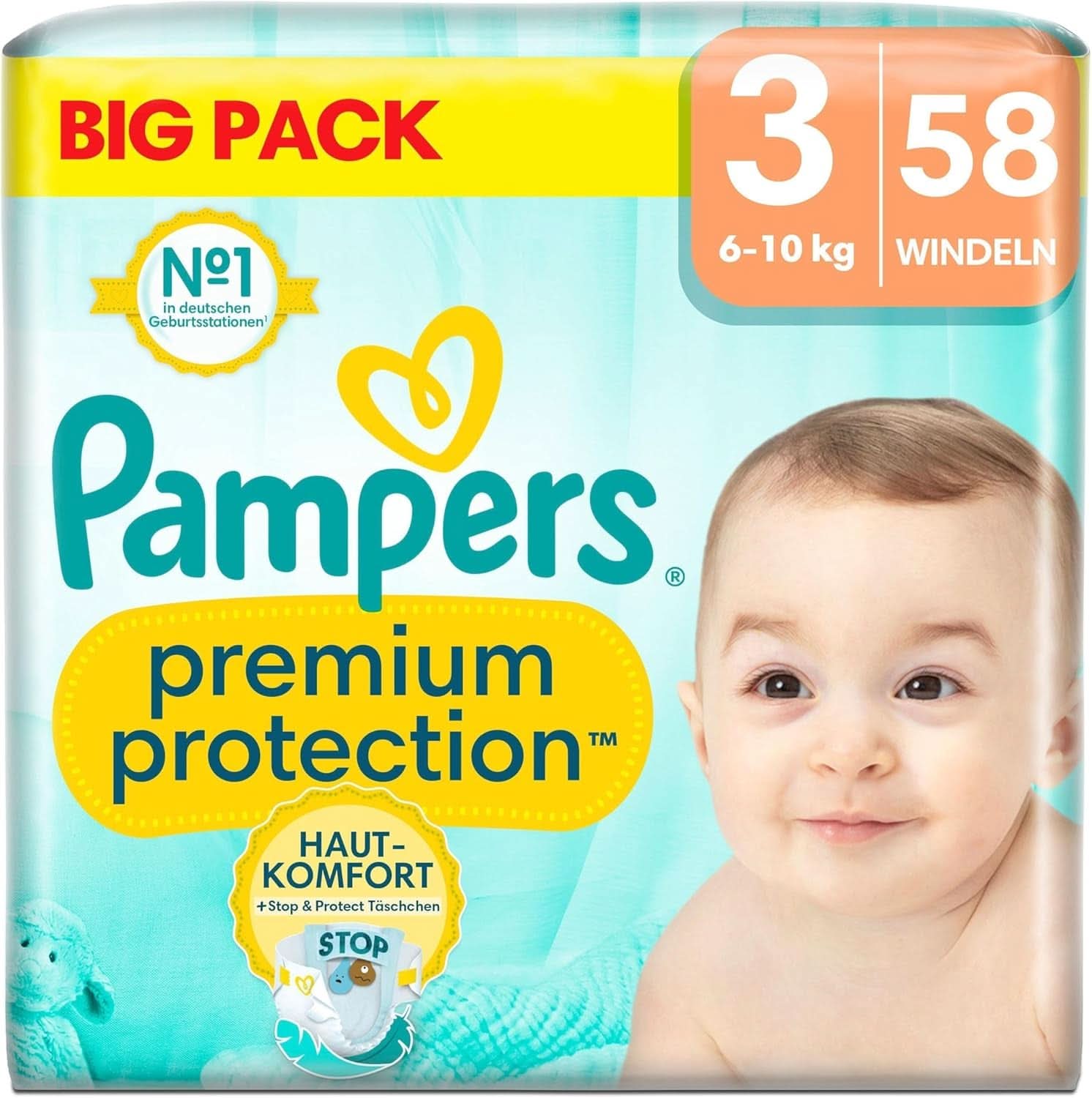 Pampers Premium Protection BIG PACK, New Baby, scutece mărimea 2 (4Kg-8Kg), 68 bucăți Mama si Copilul Naty Shop 3 (58 buc) Nou