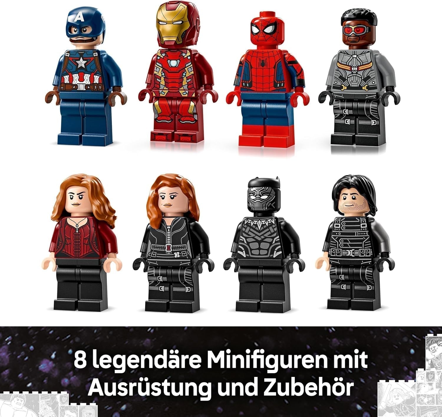 LEGO Marvel Captain America: Civil War Action Duel - Superhelte-legesæt med 8 minifigurer - Bygge- og legesæt til legetøjsfly - Gave til drenge og piger 76314 Byggesæt Besuche den LEGO-Store