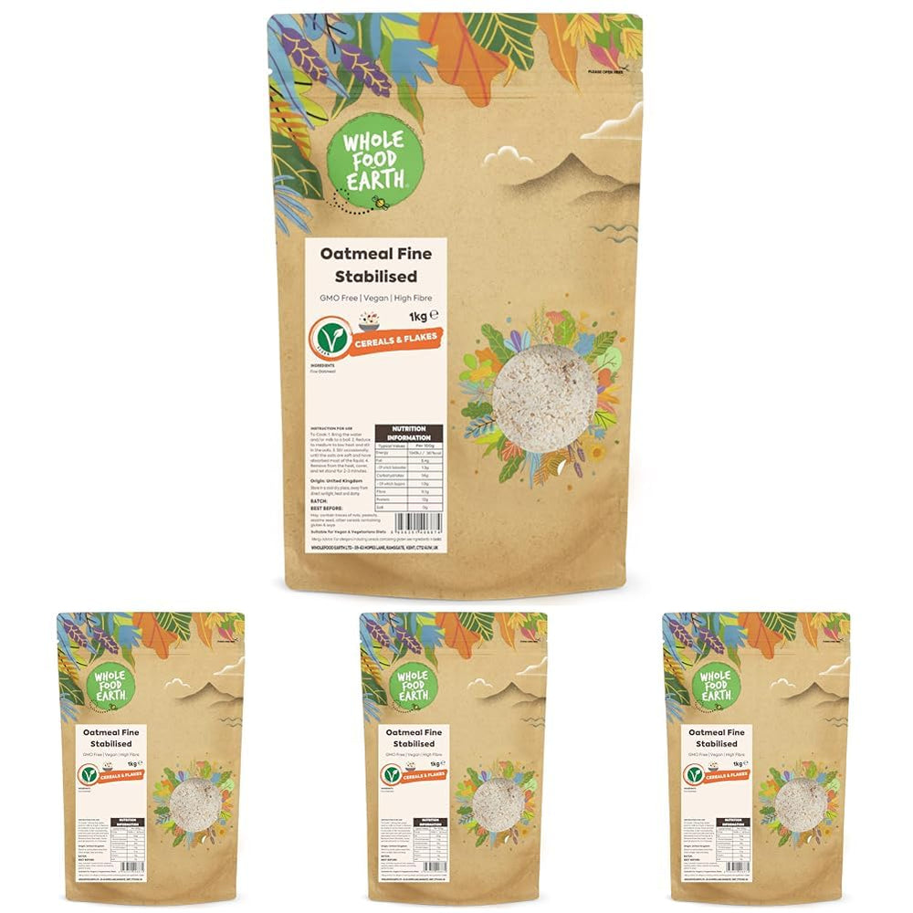 Wholefood Earth Fine Oats - ikke-GMO - vegansk - mælkefri - uden tilsat sukker 1 kg