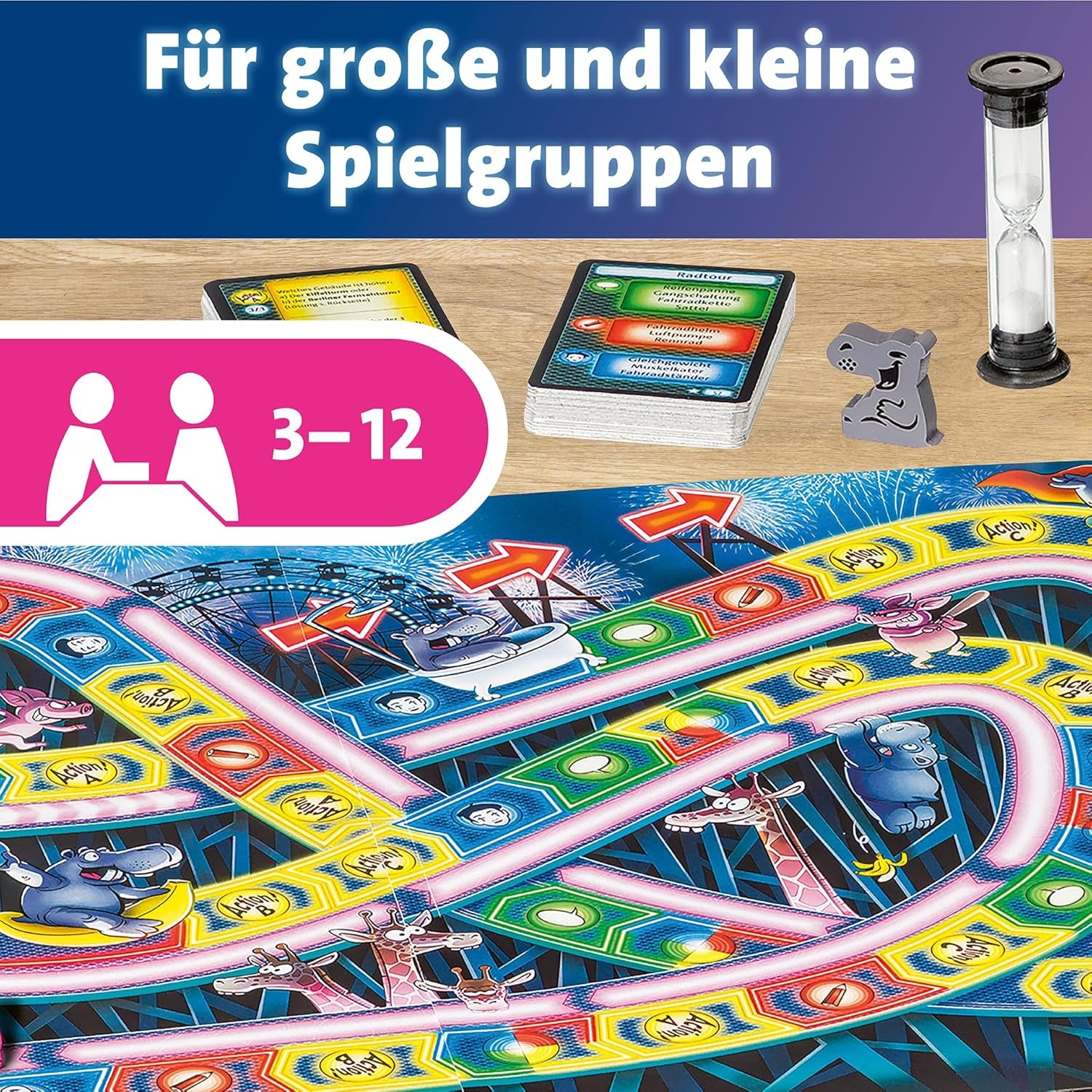 Ravensburger 26772 - Flodhest på rutsjebane - Brætspil for hele familien, spil for voksne og børn i alderen 10-99, for 3-12 spillere - Festspil, nytårsaftenspil