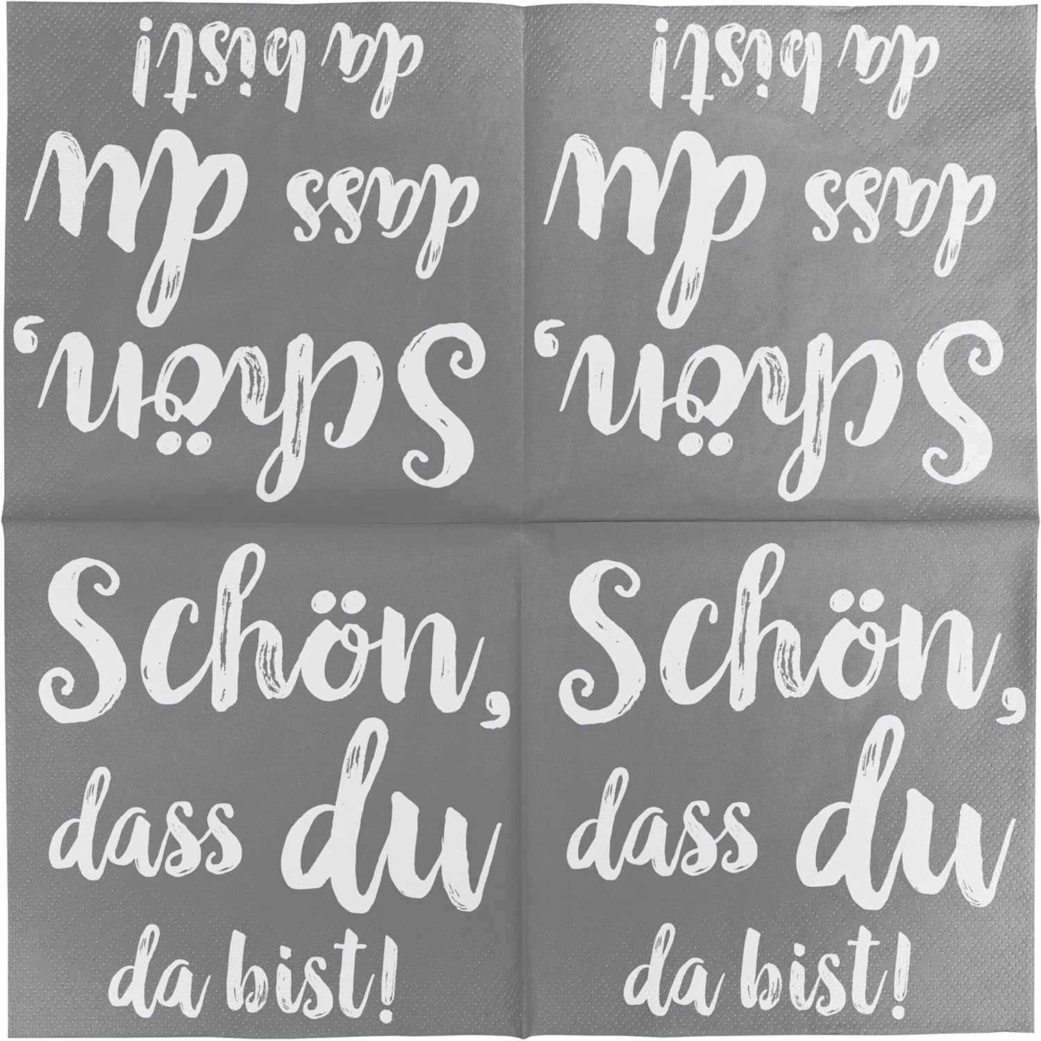 Șervețele de cocktail HEKU 'Schön Dass Du Da Bist', 3 straturi, 25X25Cm, 150 bucăți I Design elegant I Ideal pentru sărbători I Practic ambalate