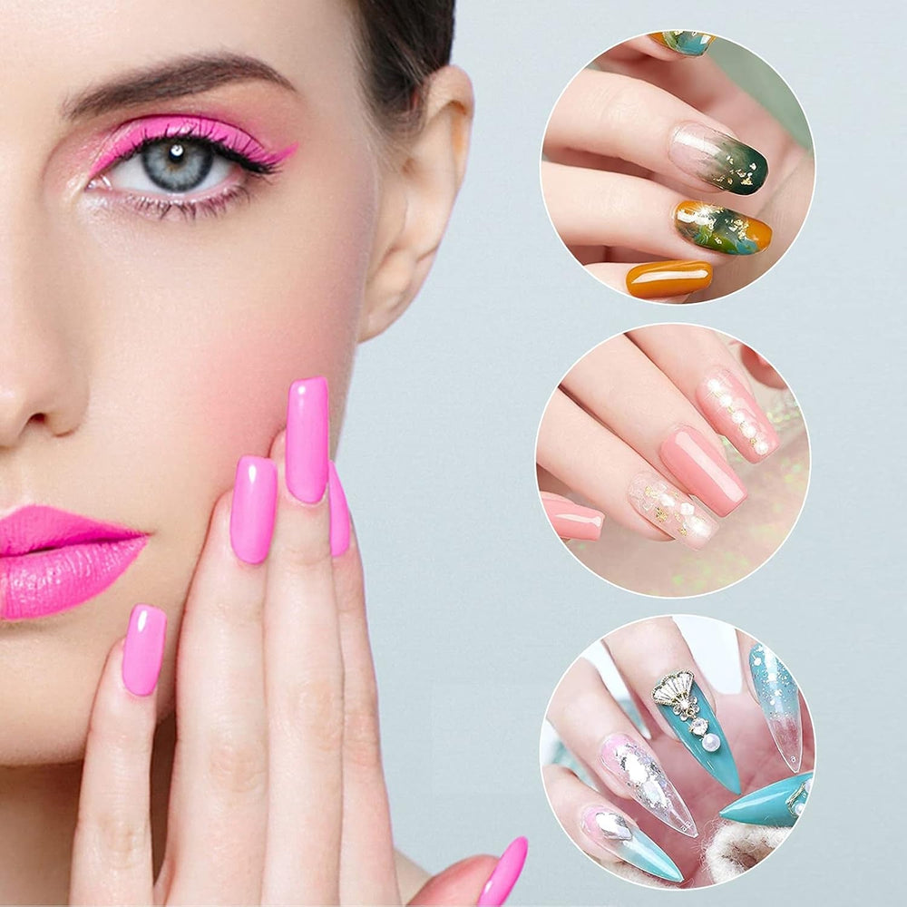 Set de 120 de forme pentru unghii, extensii de unghii, forme cu gel pentru unghii, set de forme pentru unghii cu perie cu două capete și pilă pentru unghii cu cleme, pentru unghii cu gel