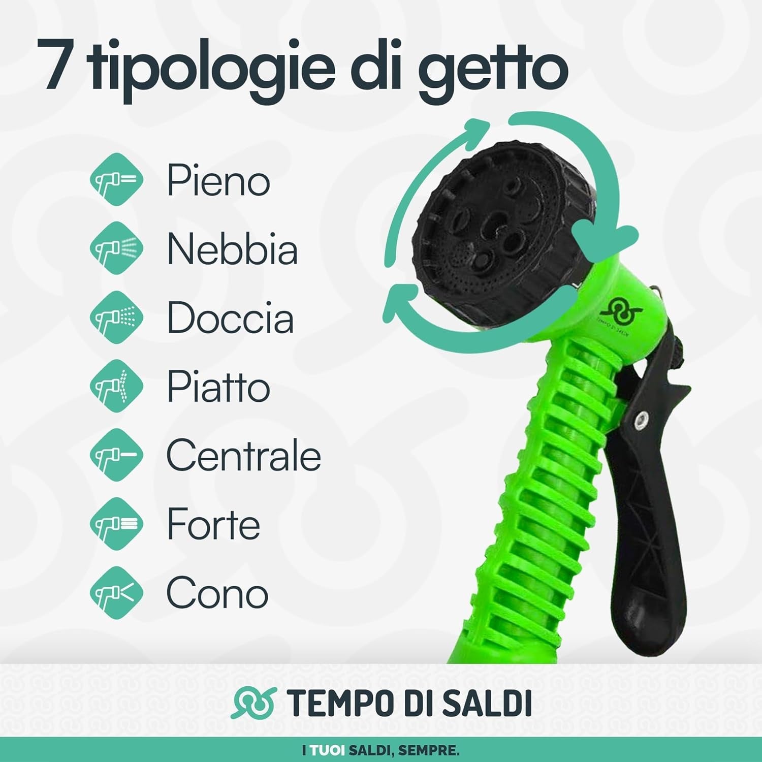 Furtun de grădină extensibil de 15 m cu 7 funcții pentru curățare impermeabilă