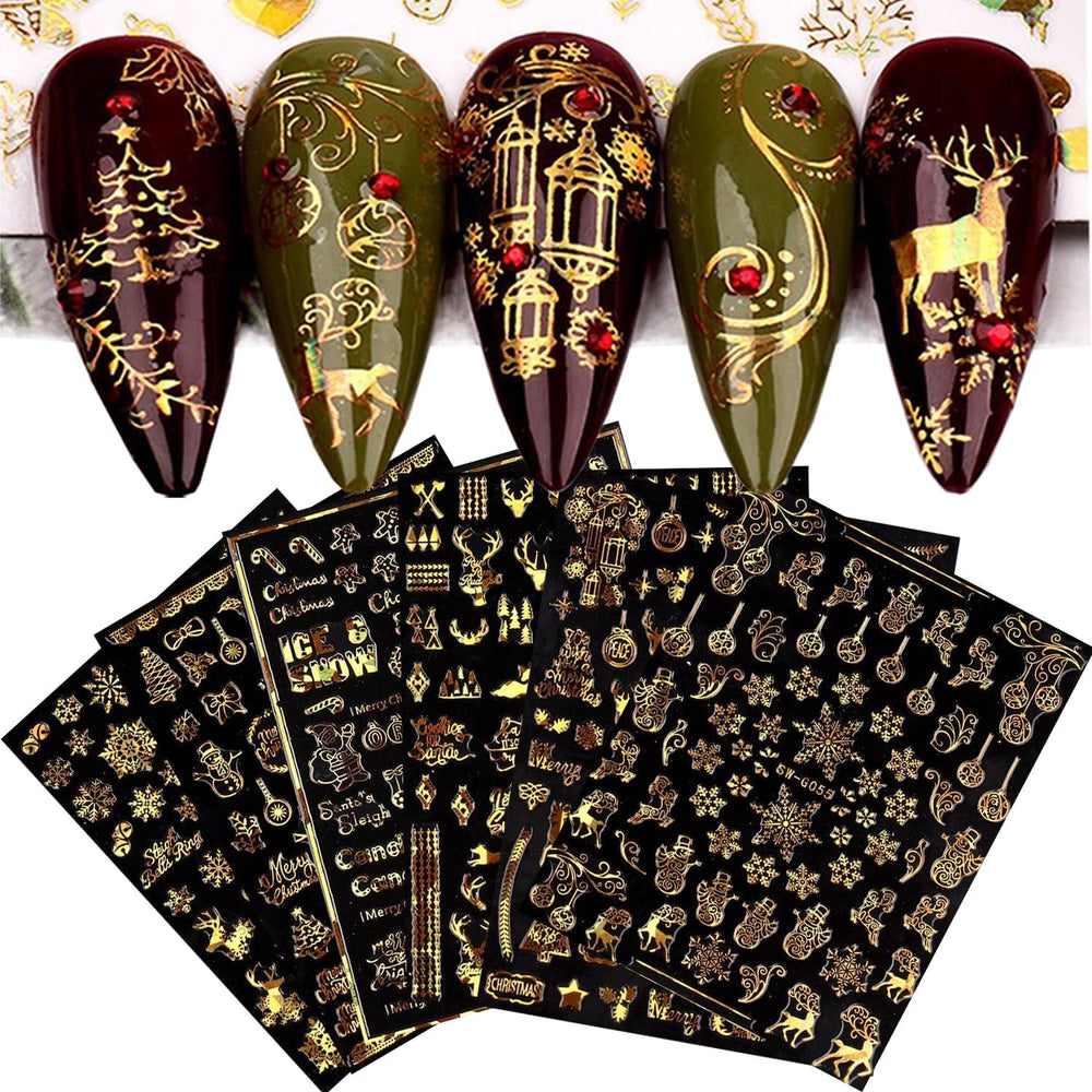 9 Blatt Nagelsticker Weihnachten Nagelaufkleber Selbstklebend Weiß Rentier Schneemann Nail Art Sticker Dekoration Nageldesign Zubehör