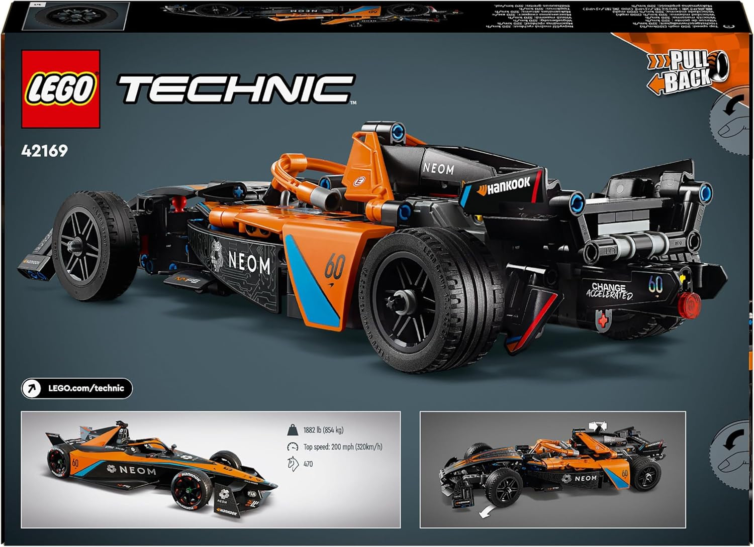 LEGO Technic NEOM Mclaren Formel E racerbil, racerbillegetøj til drenge og piger på 9 år, modelbilsæt, indretning til børneværelset, fødselsdagsgaveidé 42169 Byggesæt Beuche den LEGO-Store