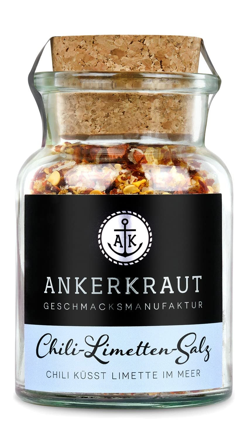 Ankerkraut Chili-Lime-Salz, 70g i korkglas, Speise-Salz Mischung für Steak Fisch Salad Asia Gerichte, Allrounder mit Gesmack und Qualität