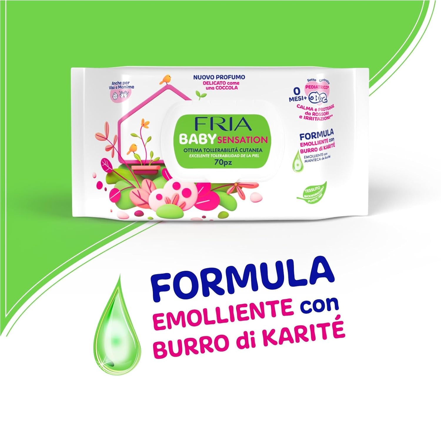 Baby Sensations med låg, 72 vådservietter, renseservietter til personlig pleje, unisex, børn