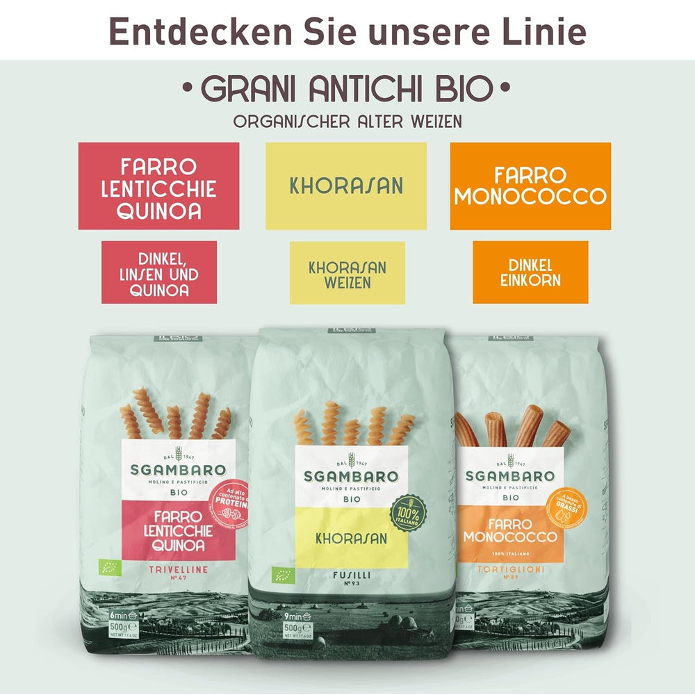 Paste Penne Rigate Organice N.91 - 500g din Grâu Khorasan - Grâu antic, bogat în proteine, cultivat 100% în Italia - Versatile în bucătărie și bogate în nutrienți