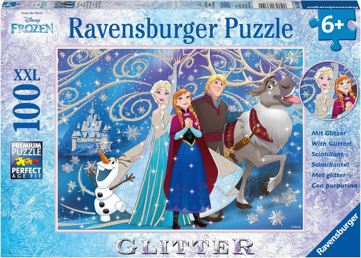 Ravensburger Puslespil til børn - 13610 Frozen - Mousserende sne - Disney Frost Puslespil til børn fra 6 år, med 100 brikker i XXL-format, med glitter Puslespil Naty Shop Cartoon