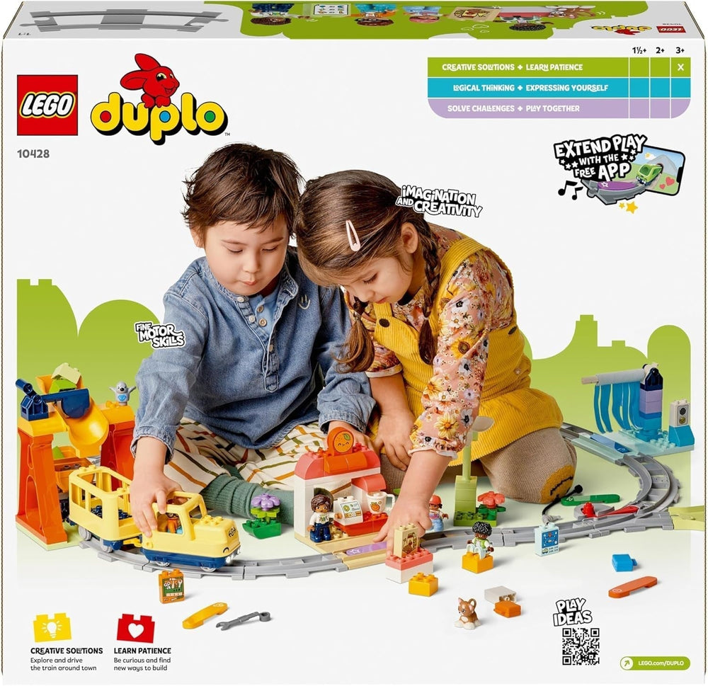 LEGO DUPLO Town stor interaktiv jernbane, byggelegetøj til småbørn 3 år, Push & Go-lokomotiv med lys og lyde, spordele, pædagogisk legetøj til førskolebørn 10428 Byggesæt Beuche den LEGO-Store