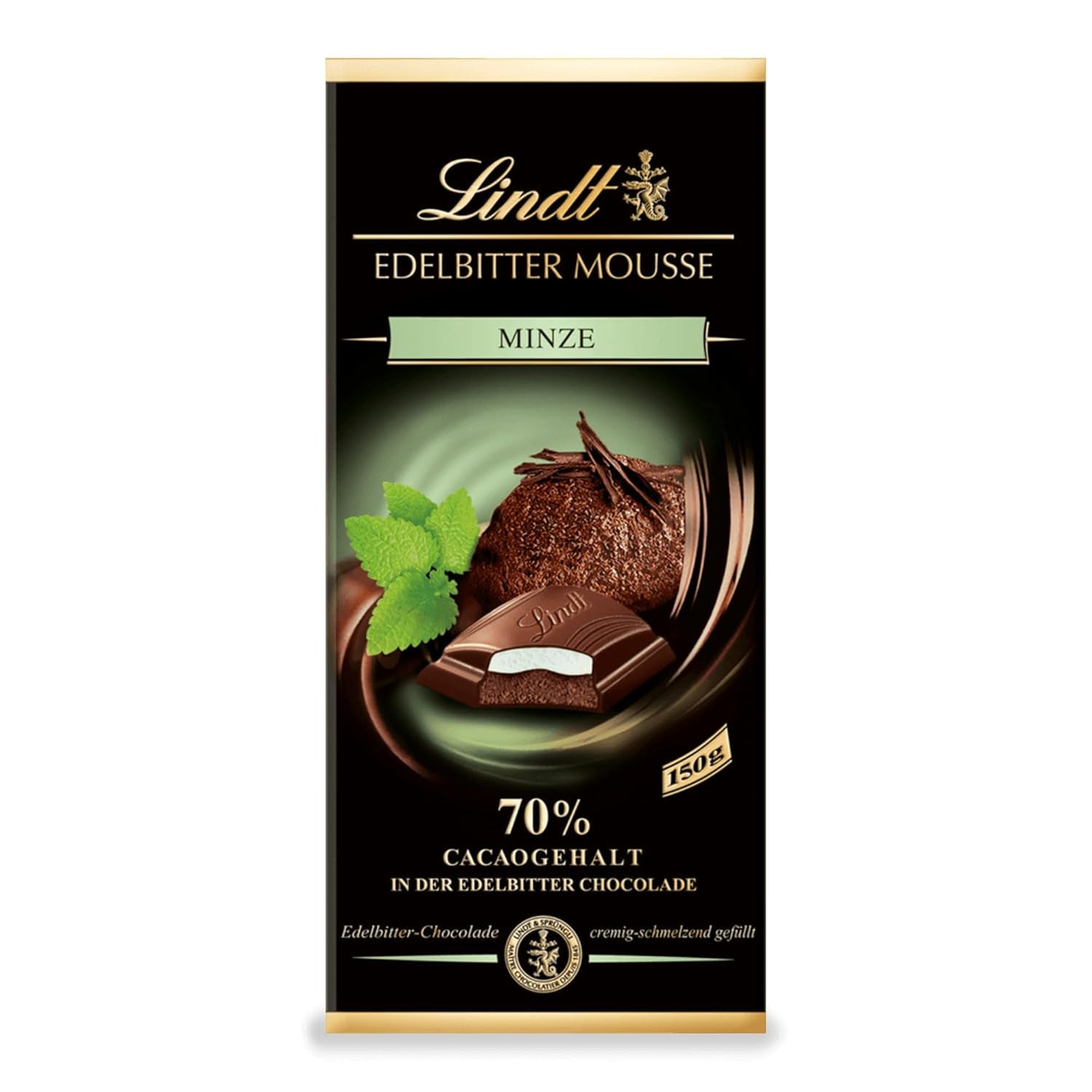 Lindt mørk chokolademousse med chili og kirsebær | Bar 150g | Med 70% kakaoindhold og mørk chokolademoussefyld og kirsebær chili | Chokoladebar | Mørk chokolade