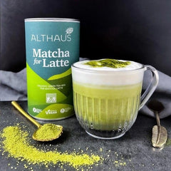 Matcha pentru latte Amestec de ceai verde cu zahăr din trestie, 400 g, vegan, pentru 20 porții