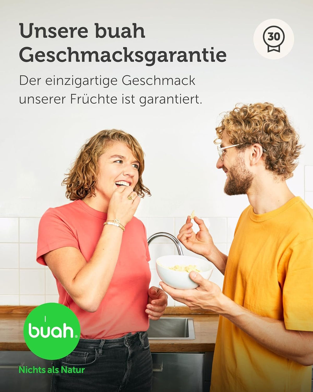 Amestec de fructe liofilizate BUAH® | Ananas, banane, mere și nucă de cocos liofilizate fără zahăr adăugat | 100% fructe | Vegan, fără gluten, fără lactoză (192g) Produse deshidratate Naty Shop