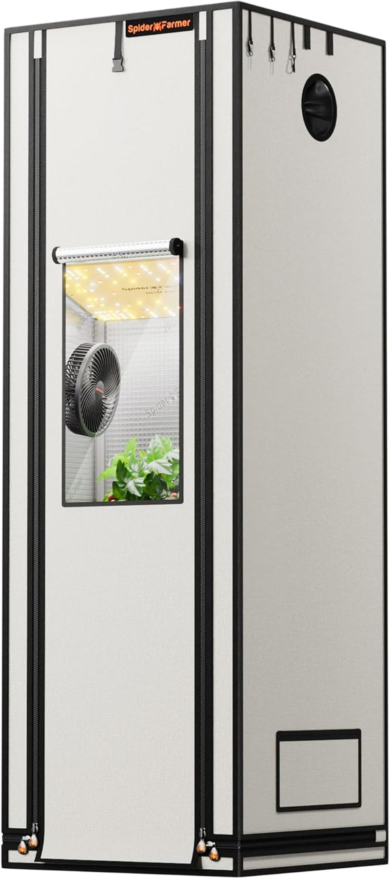 Spider Farmer Pro 70x140x200cm voksetelt med rulledør, observationsvindue, aftageligt gulvpanel, Mylar 2000D stof, til indendørs hydroponics med SF4000, G4500, SE4500