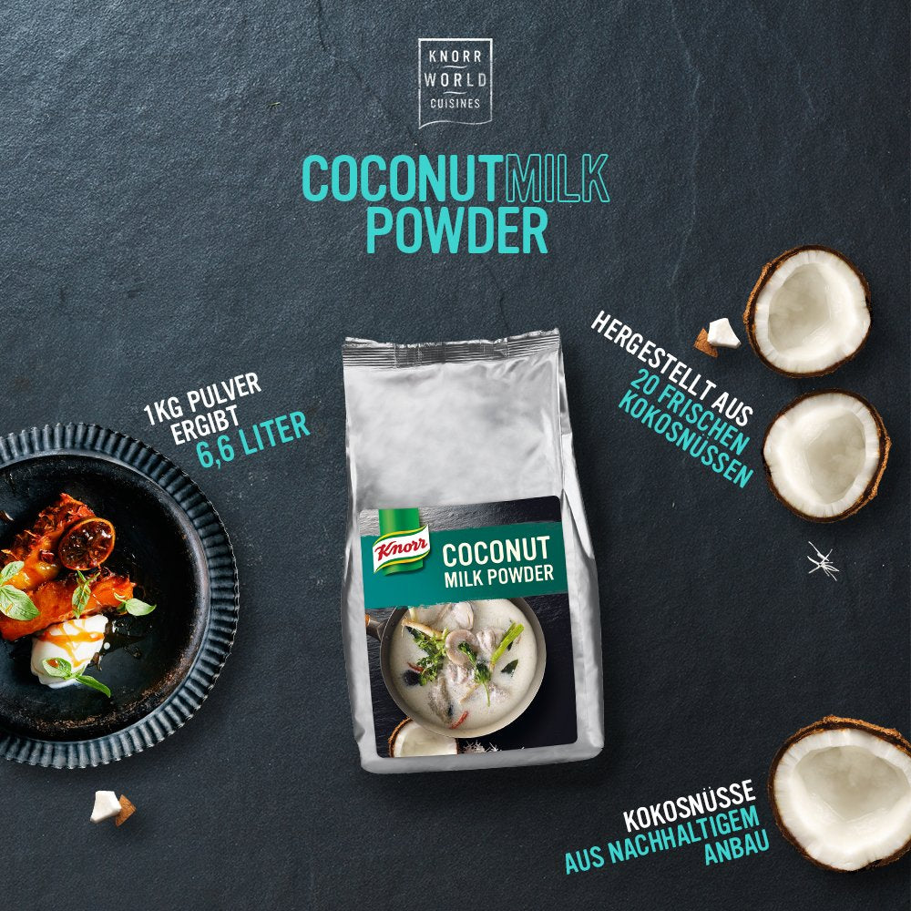 Knorr Kokosmilch Pulver (Mælkepulver fra 20 frischen Kokosnüssen, ergibt 6,6 liter Kokosmilch) 1er Pakke (1 x 1 kg)