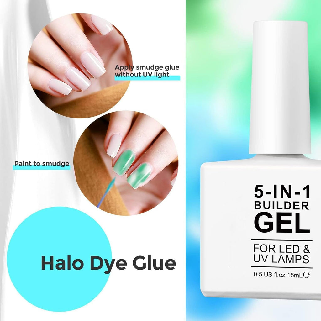 Gel de întărire Builder 5 în 1 15 ml, Gel de întărire pentru unghii, Gel de întărire pentru unghii, Ojă UV/LED pentru extensii de unghii, Extensii, Nail Art, Autocolante, Gel de întărire pentru unghii cu gel (Alb)