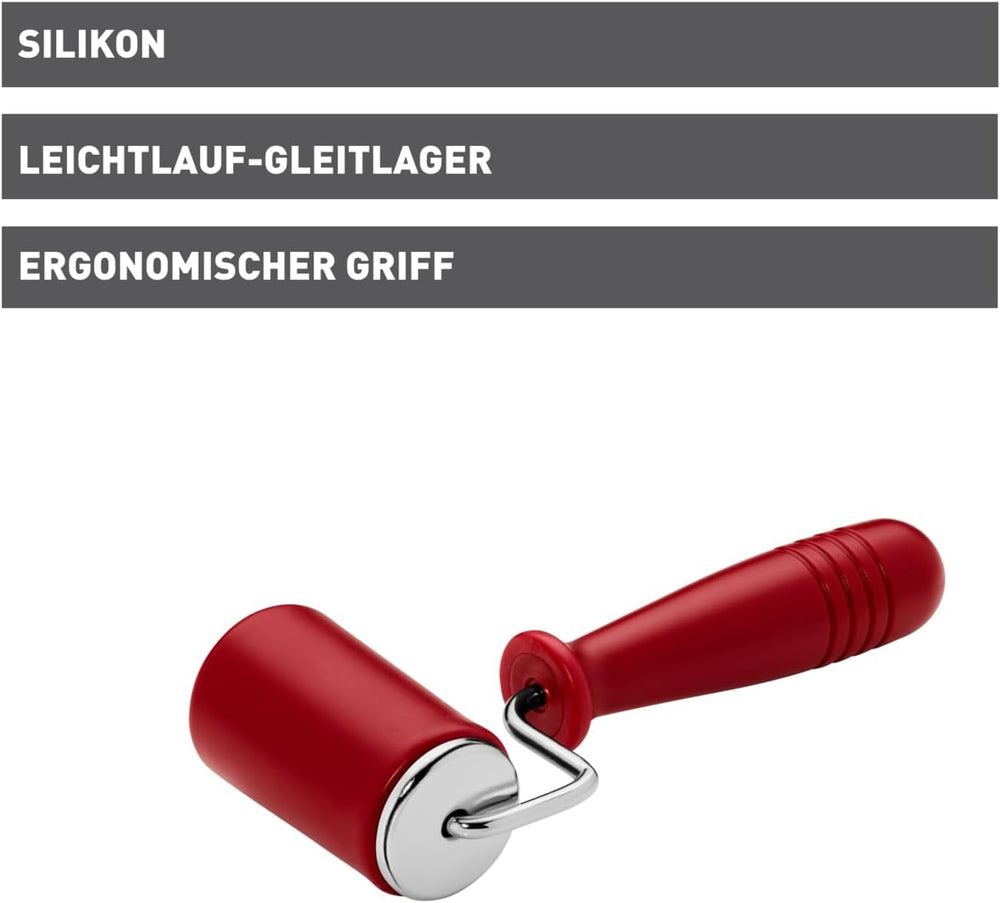 Original Kaiser Original Kaiserflex Red Teigroller klein 18 x 4,2 cm, Teigausroller konisch, Teigroller Silikon med Metallkern, ergonomisk Griff, hitzebeständig til 200°C