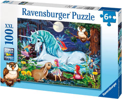 Ravensburger puslespil til børn - 10793 I den fortryllede skov - Enhjørning puslespil for børn 6 år og ældre, med 100 brikker i XXL-format Puslespil Naty Shop
