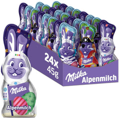 Milka Smiling Bunny Alpine Milk Design Edition - Påskechokolade med 3 forskellige designs - 24 x 45g