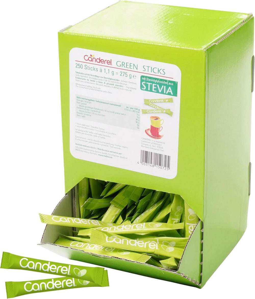 Hellma Canderel Green Stevia Sticks, 250 stevia-poser, 1,1 grams sachet Sweeteners Naty Shop