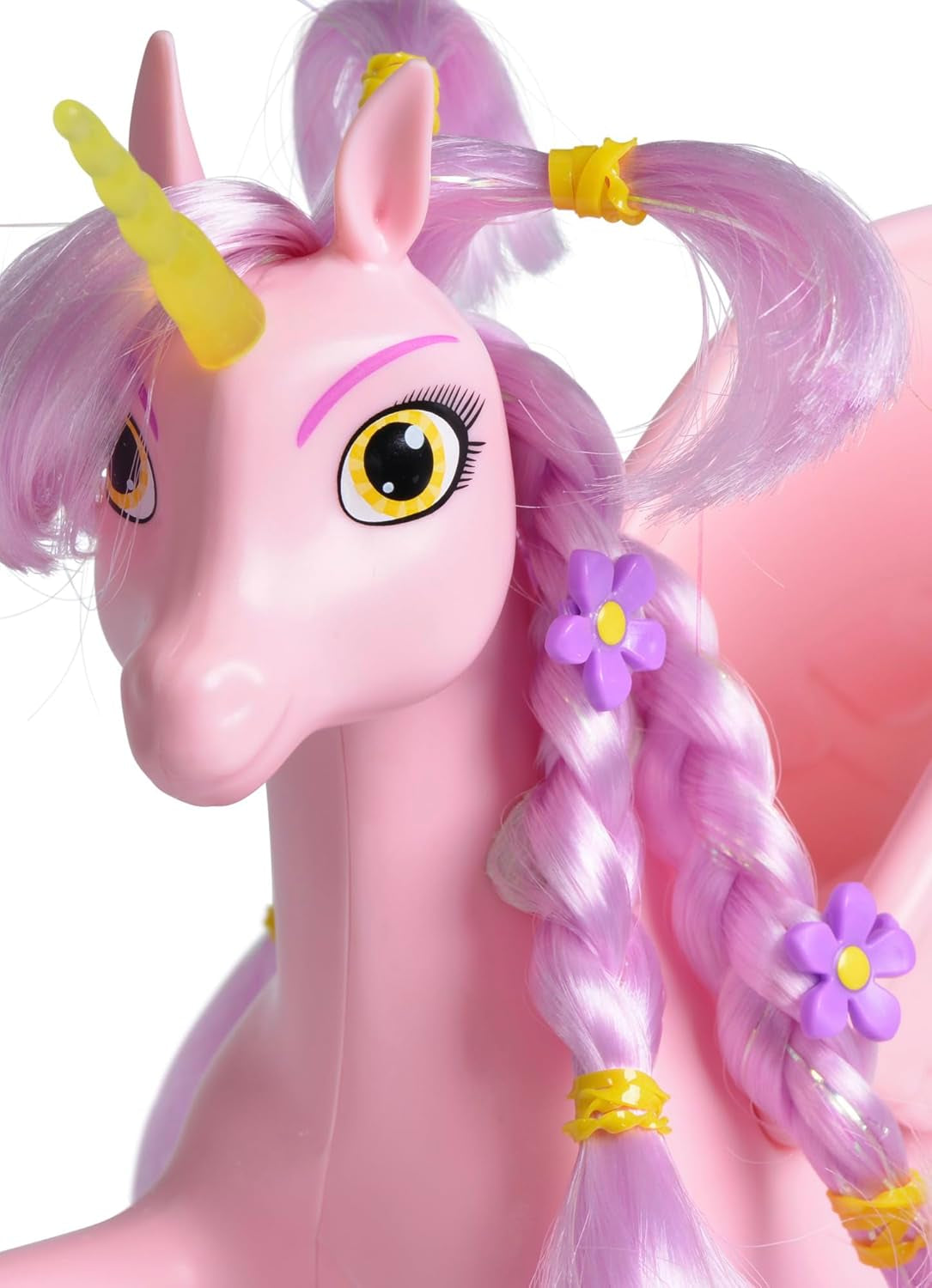 Simba 109480092 - Mia and Me Unicorn Kyara, cu aripi mobile, agrafe de păr și perie pentru coafat, 20 cm, vârste 3+, roz