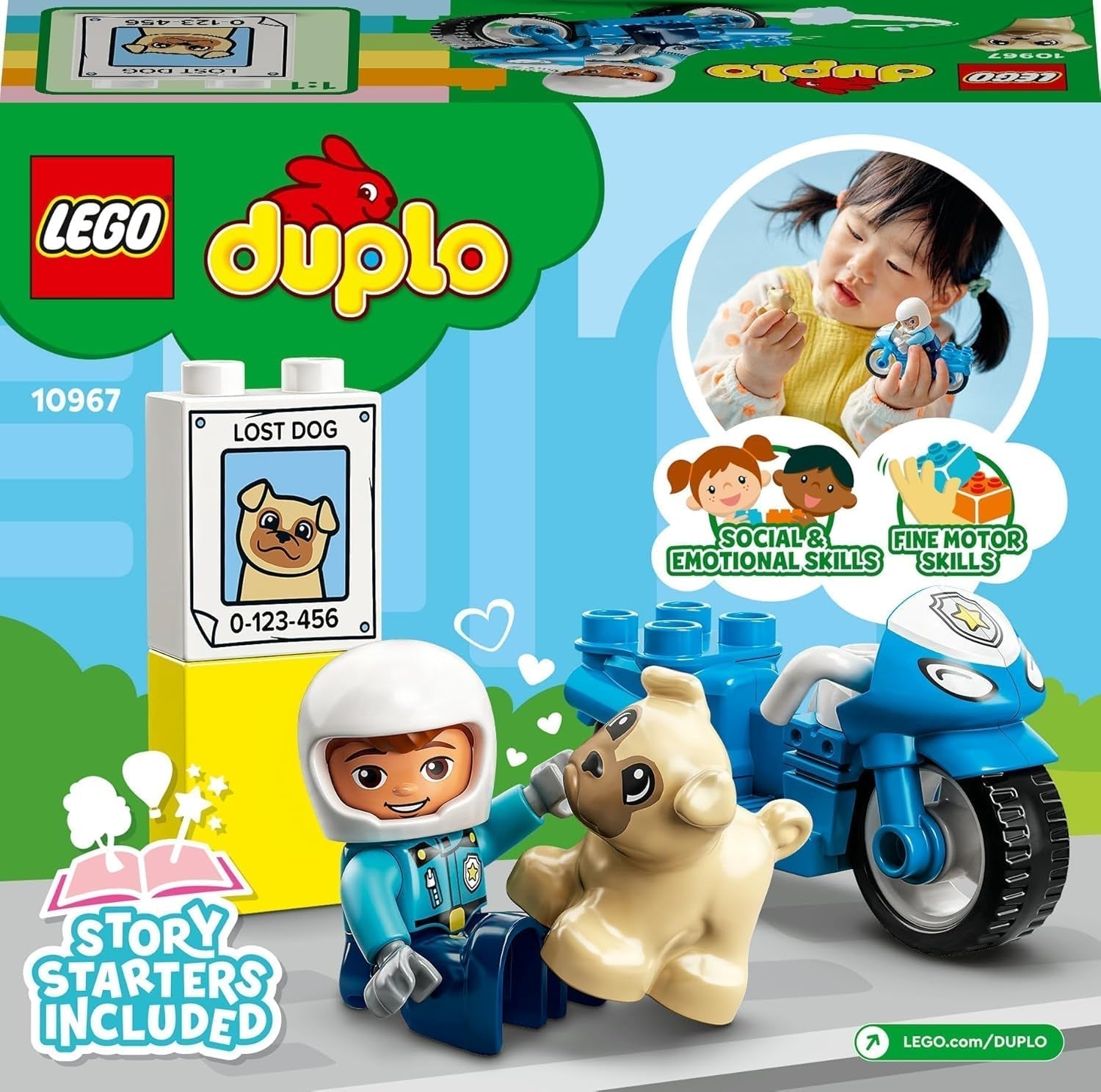 LEGO 10967 DUPLO politimotorcykel, Politilegetøj til småbørn fra 2 år, Ideelt legetøj til motorik til babyer, Legetøjsmotorcykel Byggesæt Besuche den LEGO-Store