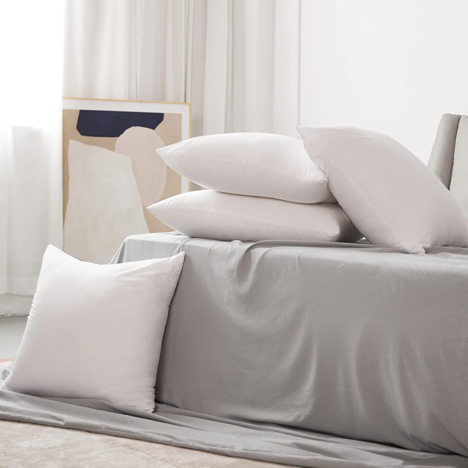 Novilla Pillow 65X65 Set de 2, 2800G (1400Gx2) Pernă reglabilă în înălțime Pernă pătrată de dormit Pernă albă de pat cu zip față de pernă lavabilă Perne standard Naty Shop Seria 14 65X65Cm (4 bucăți)