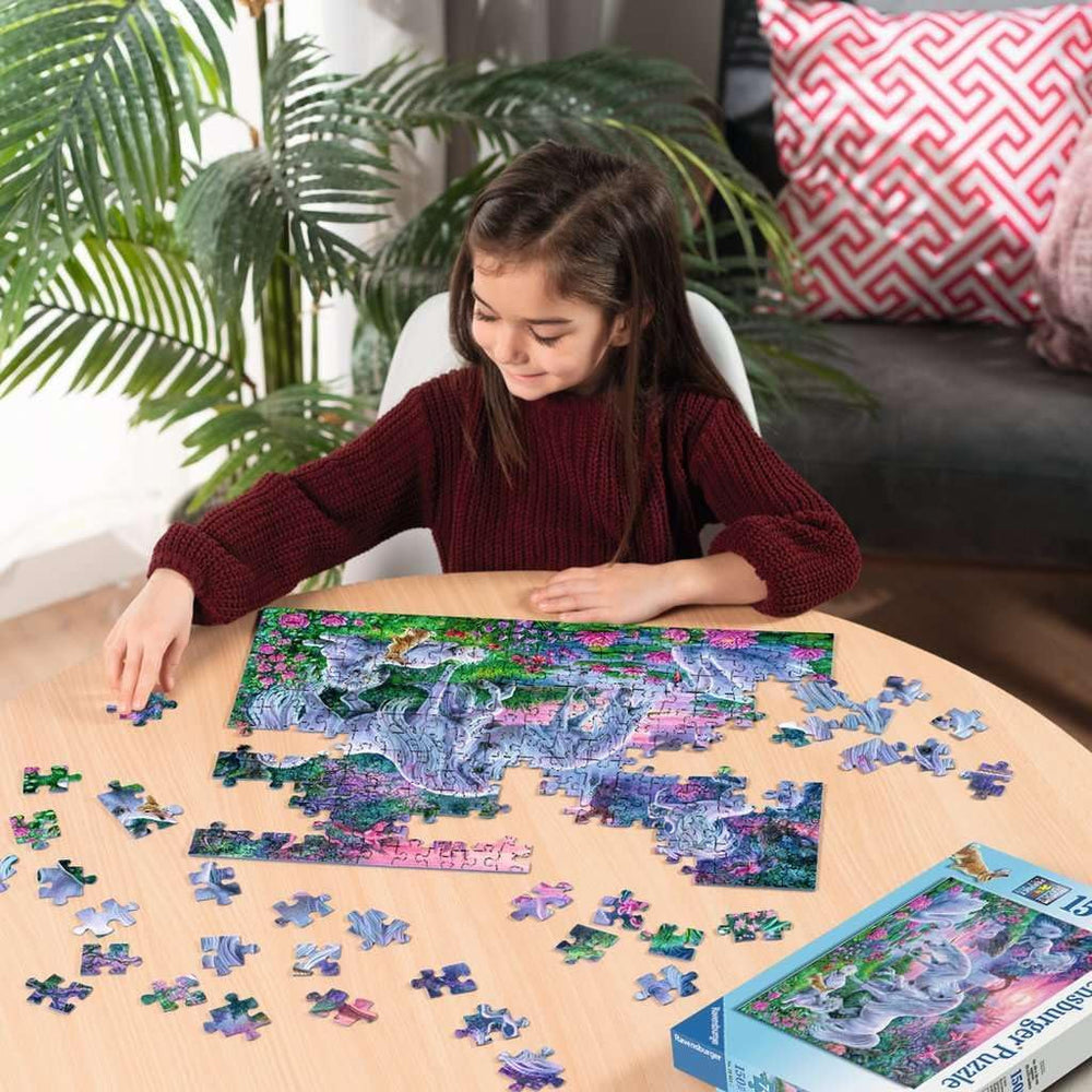Ravensburger puzzle pentru copii - 10021 Einhörörner Im Abendrot - Puzzle fantezie pentru copii de peste 7 ani, cu 150 de piese în format XXL Puzzle Naty Shop