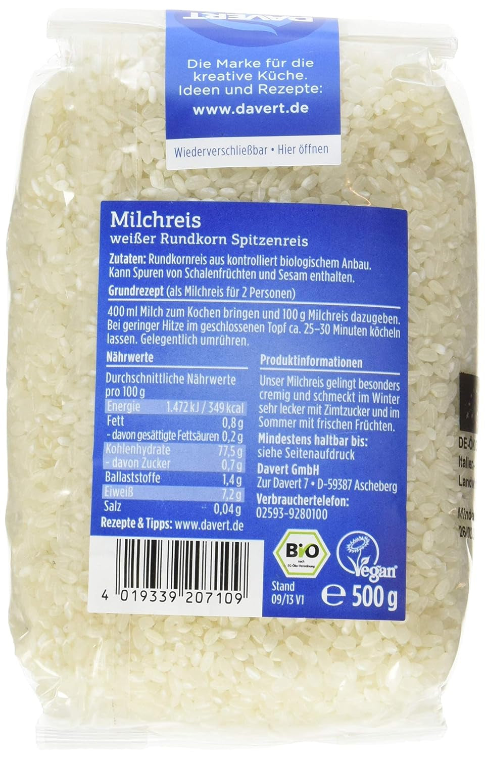 Davert risengrød (1 x 500 g) - Bio